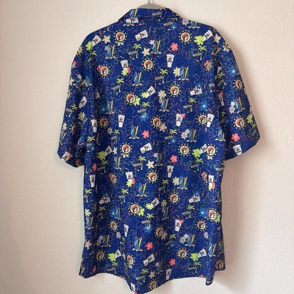 Buc-ees Men’s Shirt 3XL Button Up Beaver Hawaiian Tropical Retro Surfer Palm Tre - Picture 4 of 7